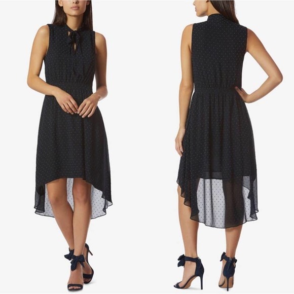 Avec Les Filles Dresses & Skirts - Avec Les Filles Dress Small Black Swiss Polka Dot High Low Chiffon Womens